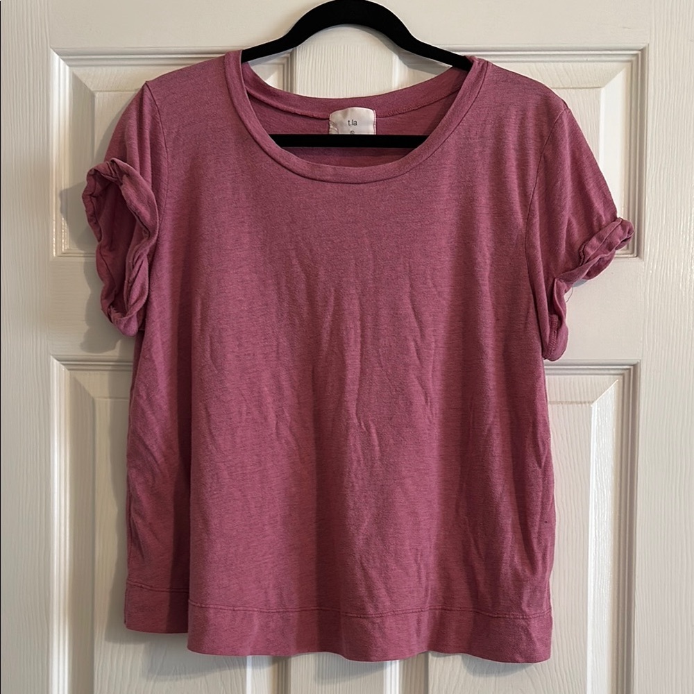 Anthropologie t.la Roll Short Sleeve Orchid Pink Purple Tee